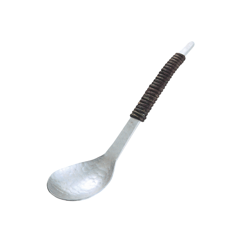 Aluminum Hammered Spoon With Akebi Handle