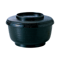 ABS Resin Zelkova Black Rice Bowl With Lid