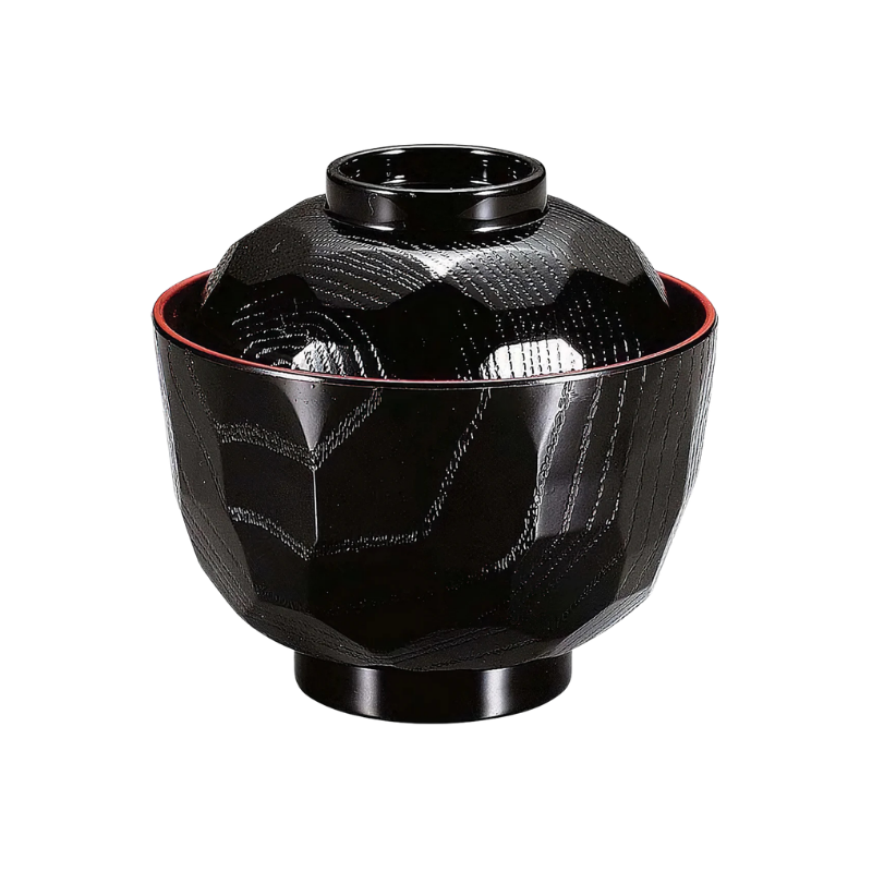 ABS Resin Kikko Soup Bowl With Lid Black Red