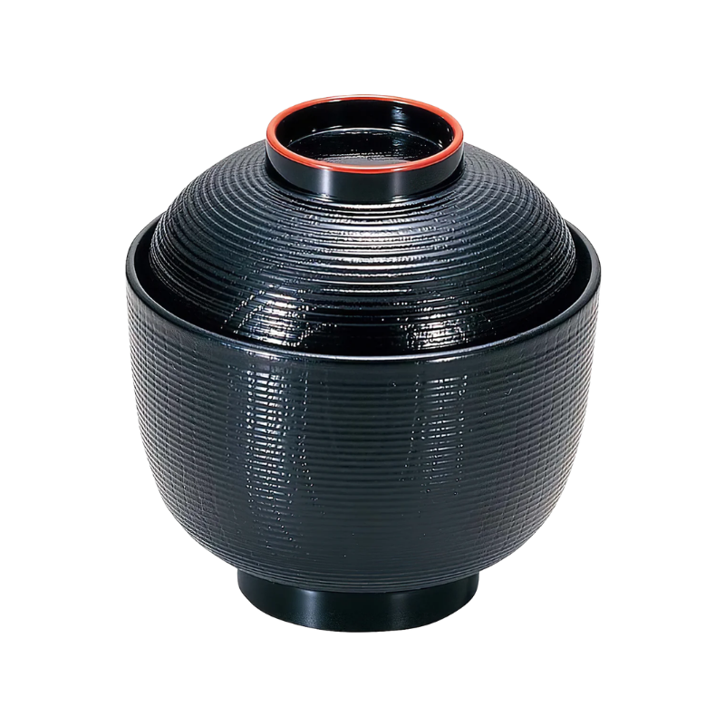 ABS Resin Soup Bowl With Lid Black