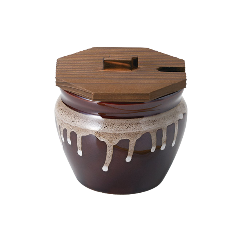 Ceramic Sauce Jar With Wood Lid
